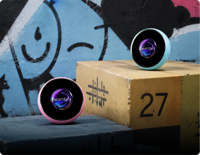 Beambox Expression Series e-badges on a street art set
