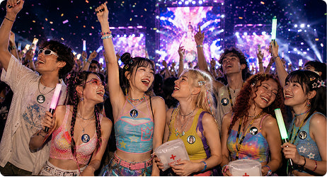 Beambox wearable badges at a nightlife event